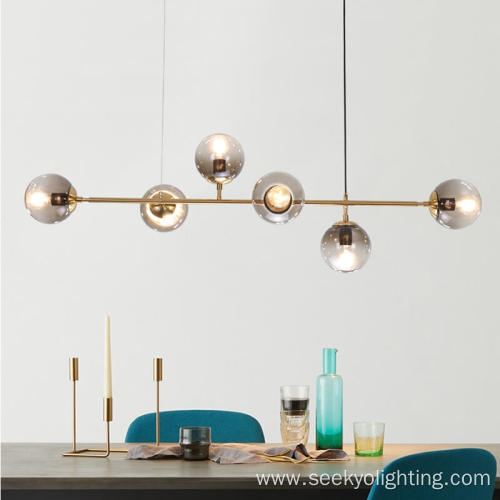 Gold And Amber Glass Linear Modern Pendant Lamp